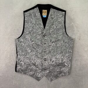 Wah Maker Men LT Large Tall Vest Frontier Silver Floral Damask Western Victorian